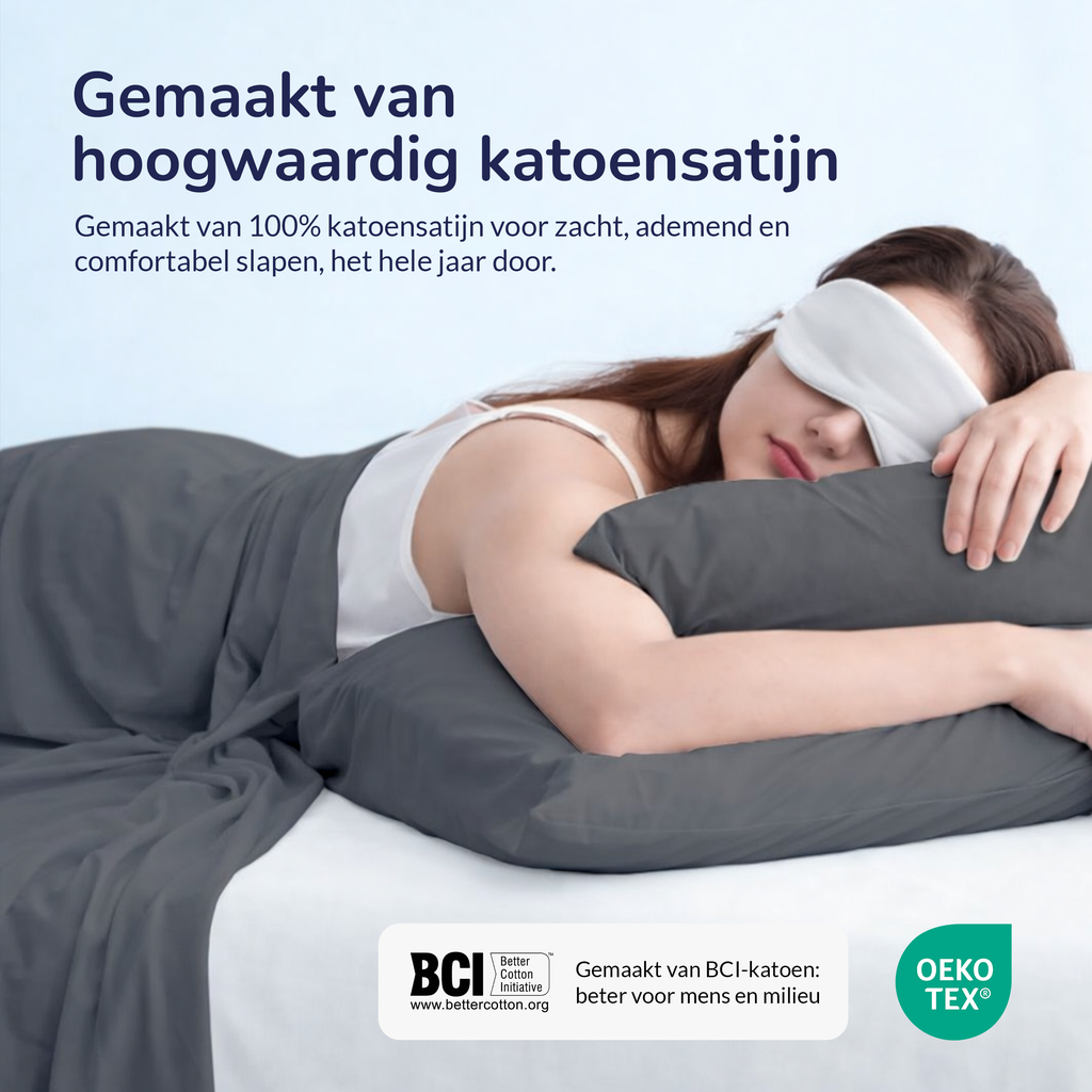 Decoware dekbedovertrek uni - grijs - katoensatijn