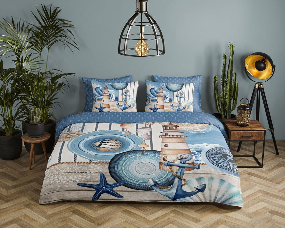 HiP dekbedovertrek Aldiana - blauw - katoensatijn