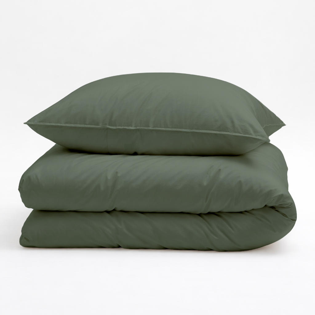 Decoware dekbedovertrek uni - groen - katoensatijn