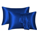 Decoware glans satijnen kussenslopen (2st) - 60x70 cm - blauw