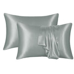 Decoware glans satijnen kussenslopen (2st) - 60x70 cm - grijs