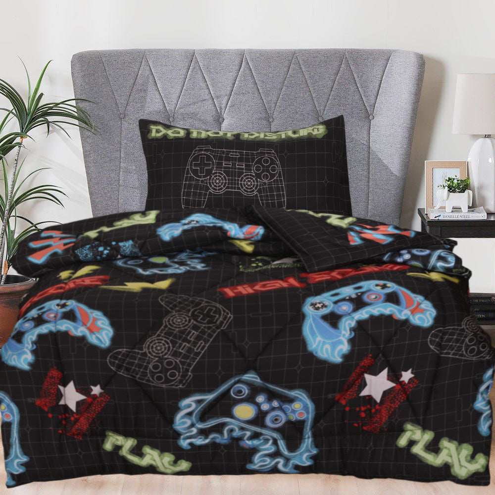 Peuter dekbed zonder overtrek - plus kussensloop - Gamer - microvezel - 120x150 + 40x60 cm