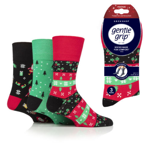 Gentle grip kerst heren sokken - design - Per 3 paar