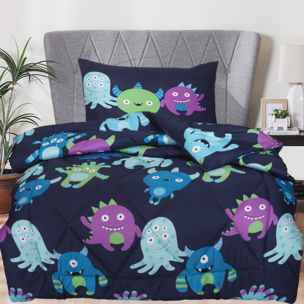 Peuter dekbed zonder overtrek - plus kussensloop - Monsters - microvezel - 120x150 + 40x60 cm