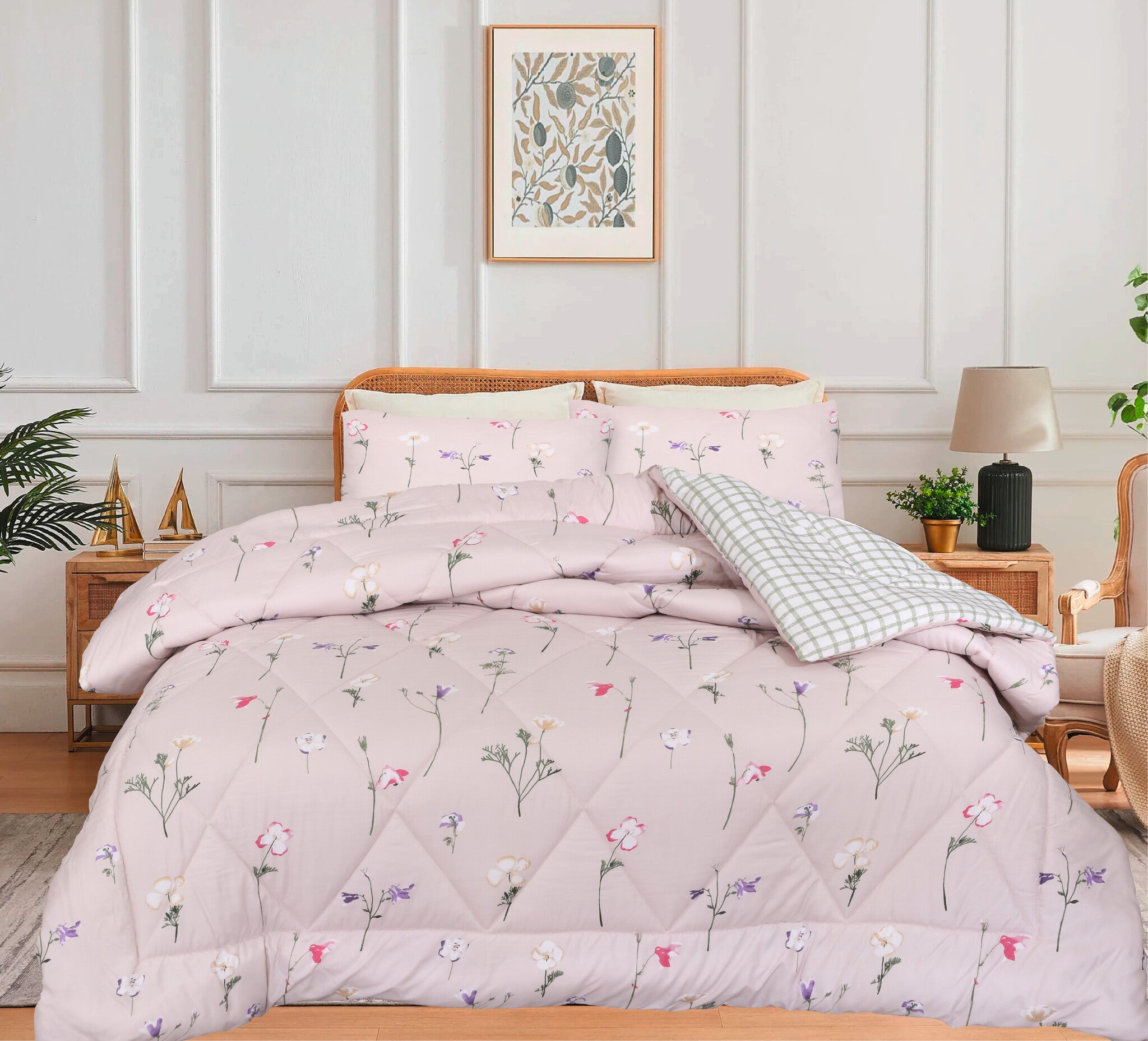 Dekbed zonder overtrek inclusief kussensloop -  Niamh roze - microvezel - 300gsm