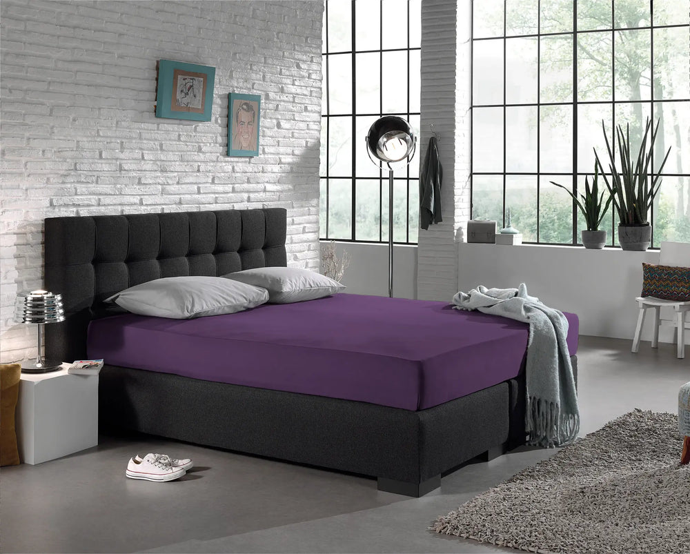 Hoeslaken - jersey - paars - 190/200x/200x220 cm