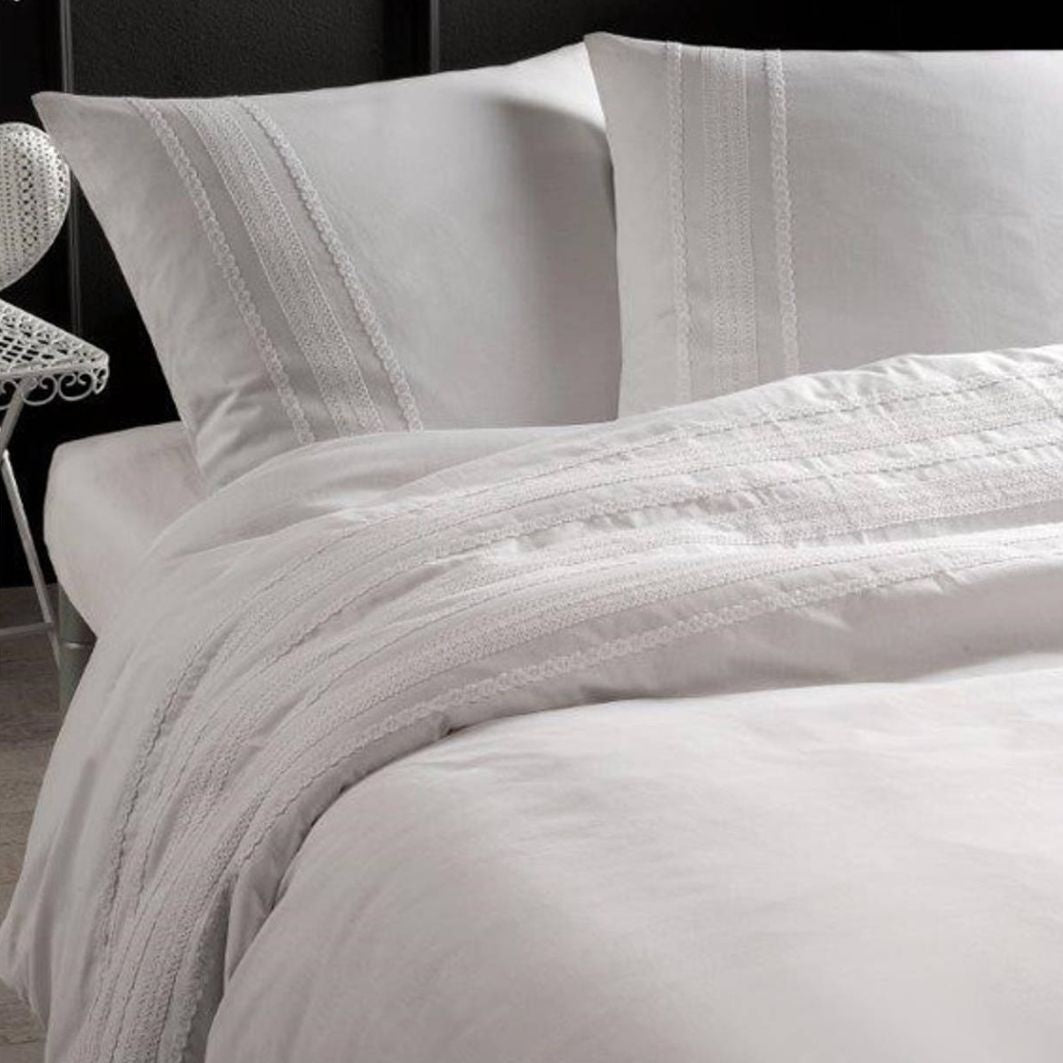 Papillon dekbedovertrek Madrid wit - Katoen percale