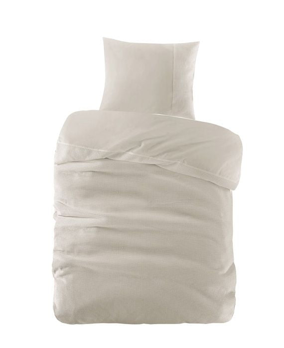 Papillon dekbedovertrek Mendoza - Zand - Wafel - Katoen percal 1-persoons (140x220 + 60x70cm)