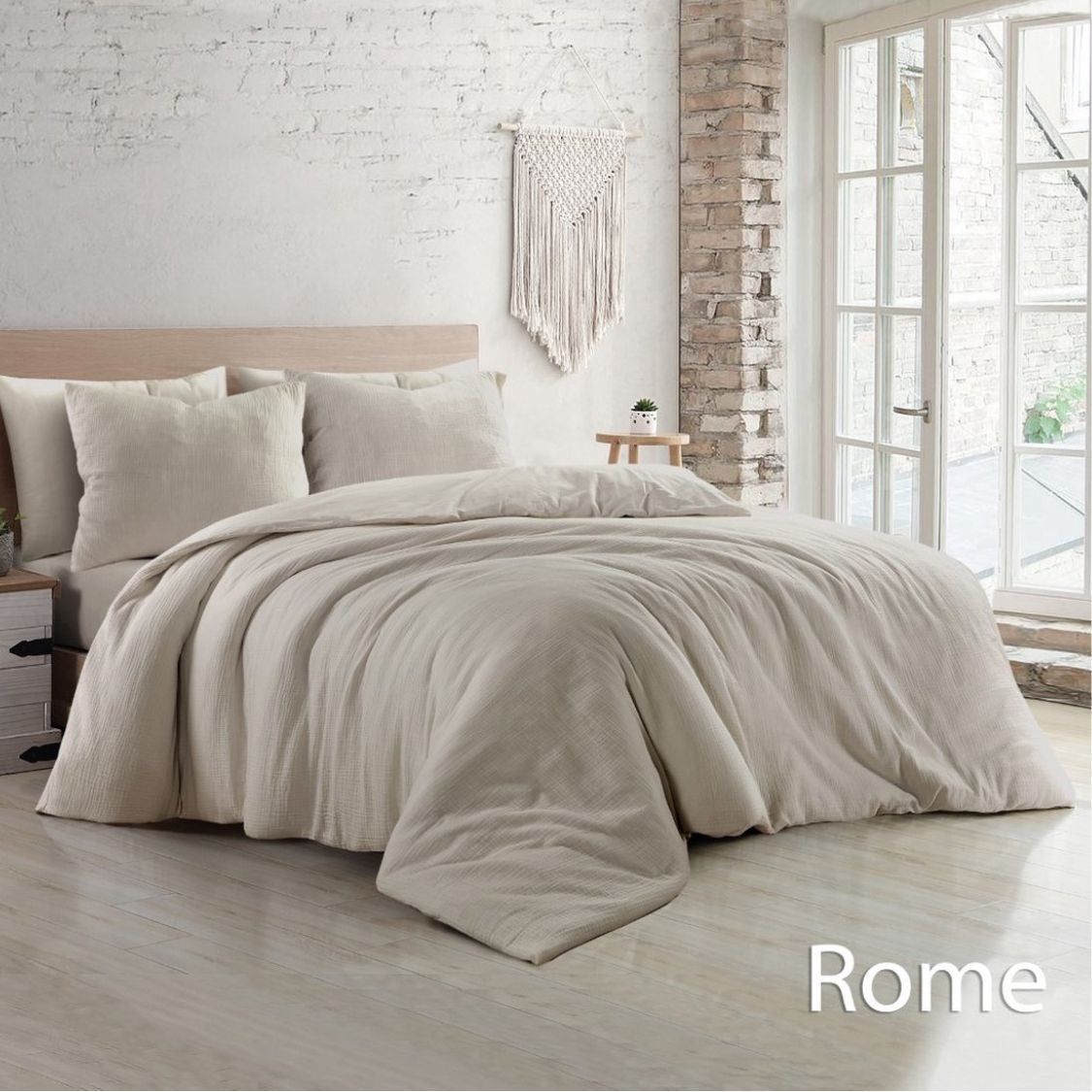 Papillon dekbedovertrek Rome - Zand - Mousseline - Katoen percale