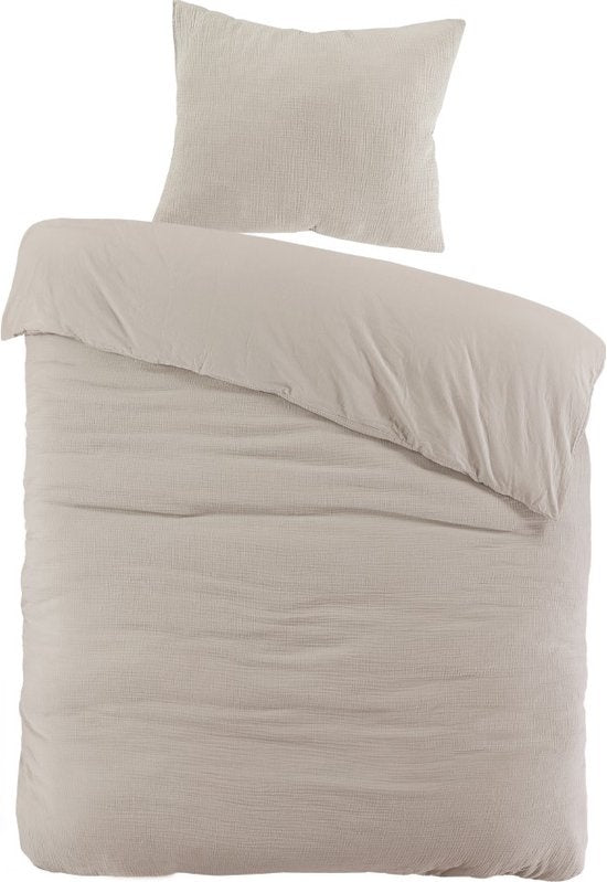 Papillon dekbedovertrek Rome - Zand - Mousseline - Katoen percale