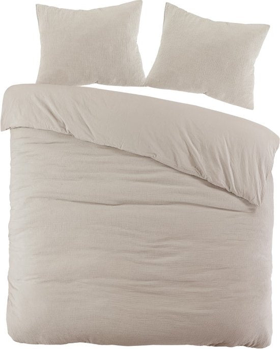 Papillon dekbedovertrek Rome - Zand - Mousseline - Katoen percale