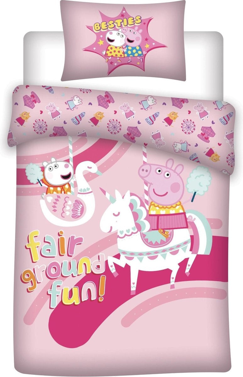 Katoen kinderdekbedovertrek Unicorn - 140x200 + 65x65 cm