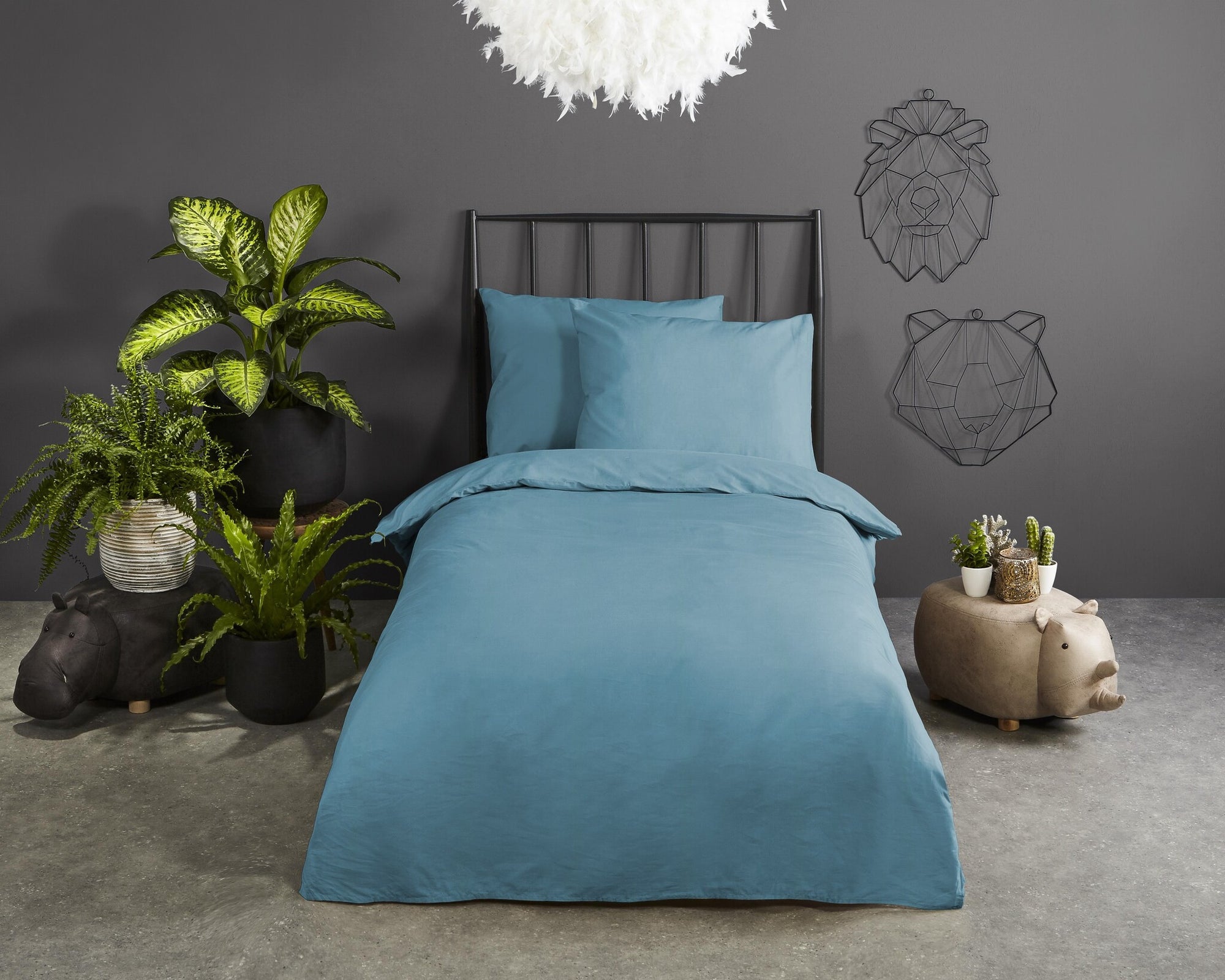 Peuter dekbedovertrek uni Adria Blauw - katoen - juniorbed (120x150 + 60x70 cm)