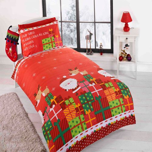 Kerst peuter dekbedovertrek Dear Santa - polykatoen - juniorbed (120x150 + 40x60 cm)