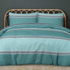 Dekbedovertrek Banded stripe - gestreept - blauw - polykatoen - 1-persoons (135x200 +50x75 cm)