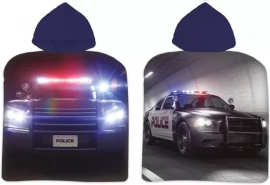 Badponcho met capuchon politieauto