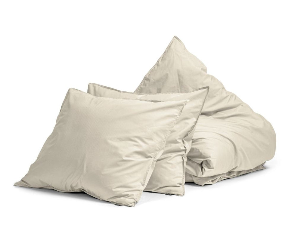 Egyptisch percal katoen dekbedovertrek uni - Zand - 1-persoons (135x200 + 80x80 cm)