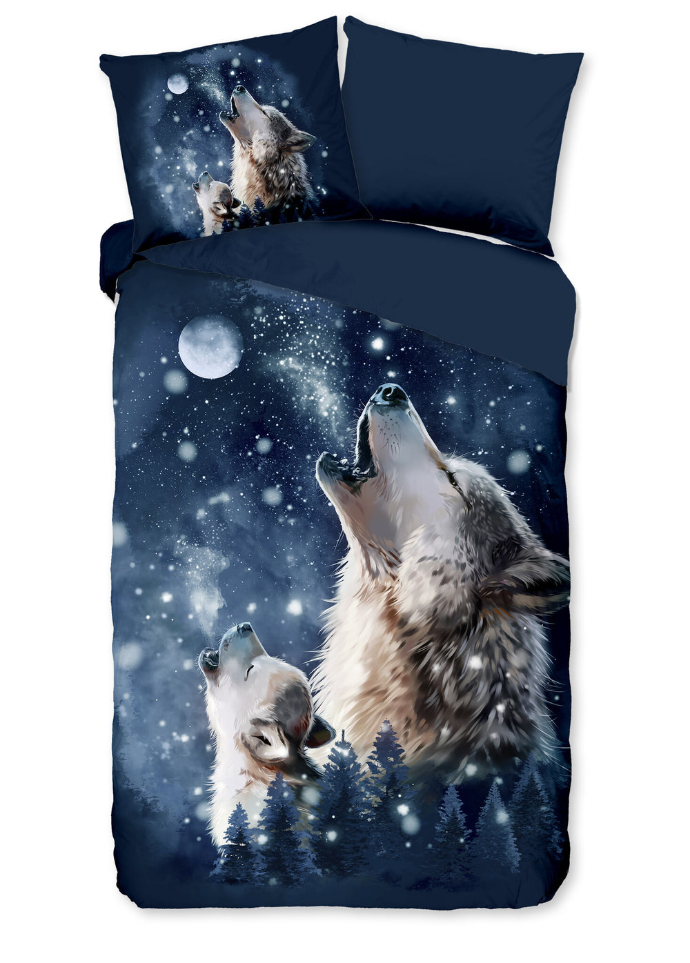 Dekbedovertrek fantasiedieren, wolf, wit-zwart, 220 cm x 240 cm Dekbedovertrek fantasiedieren, wolf, wit-zwart, 220 cm x 240 cm