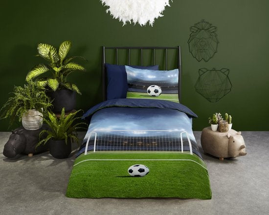 Kinderdekbedovertrek Voetbal - Microvezel - 1-persoons (140x220 + 60x70 cm)
