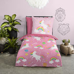 Kinderdekbed zonder overtrek Unicorns & regenbogen - 1-persoons (140x200 + 60x70 cm)