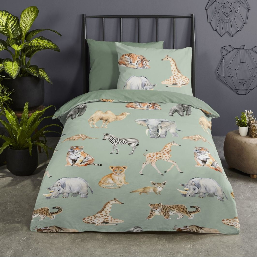 Microvezel kinderdekbedovertrek Safari - 1-persoons (140x220 + 60x70 cm)