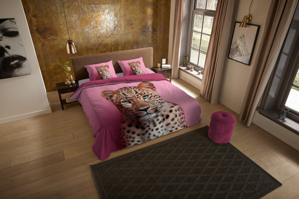 Pure dekbedovertrek Leona luipaard - roze - microvezel