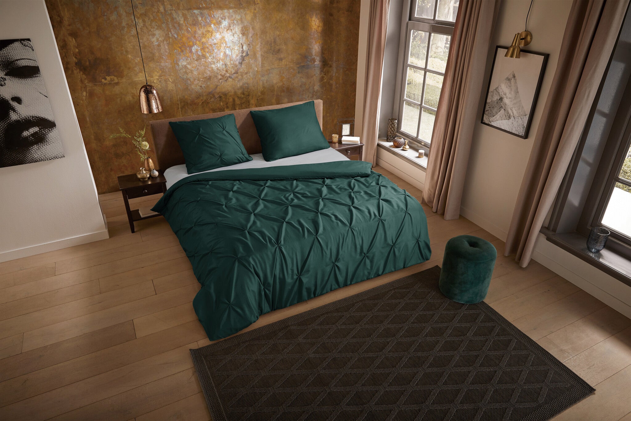 Pure dekbedovertrek Plooi - groen - Microvezel