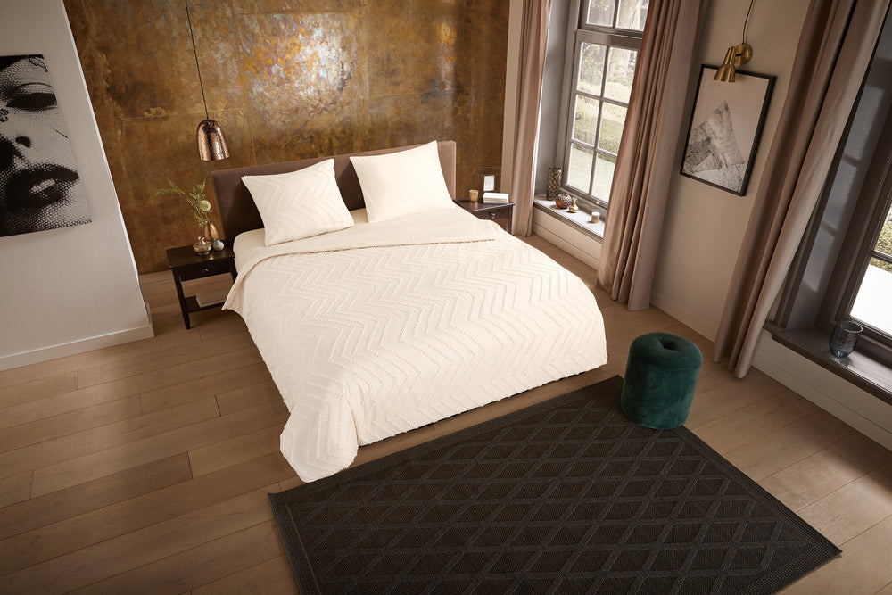 Pure dekbedovertrek Zigzag - crème - microvezel