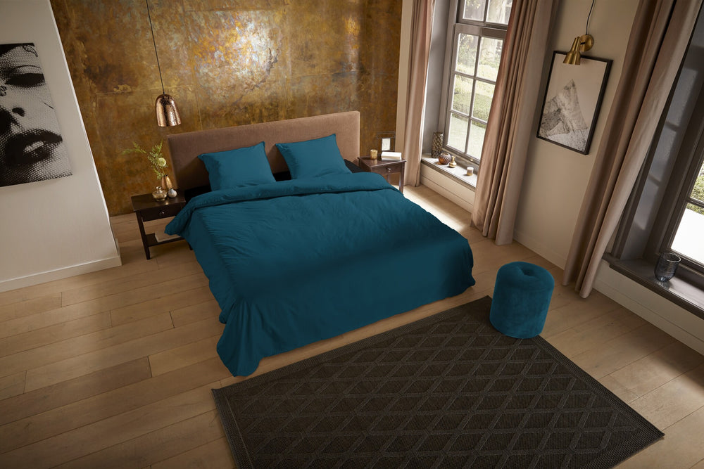 Pure dekbedovertrek uni - petrol - microvezel