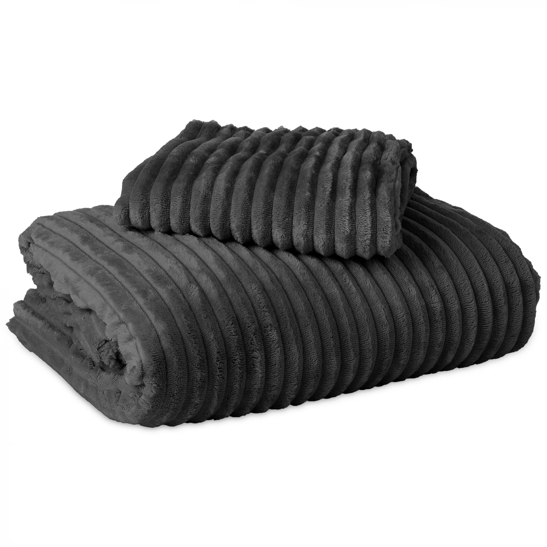 Teddy dekbedovertrek Rib fleece - antraciet - onderkant microvezel