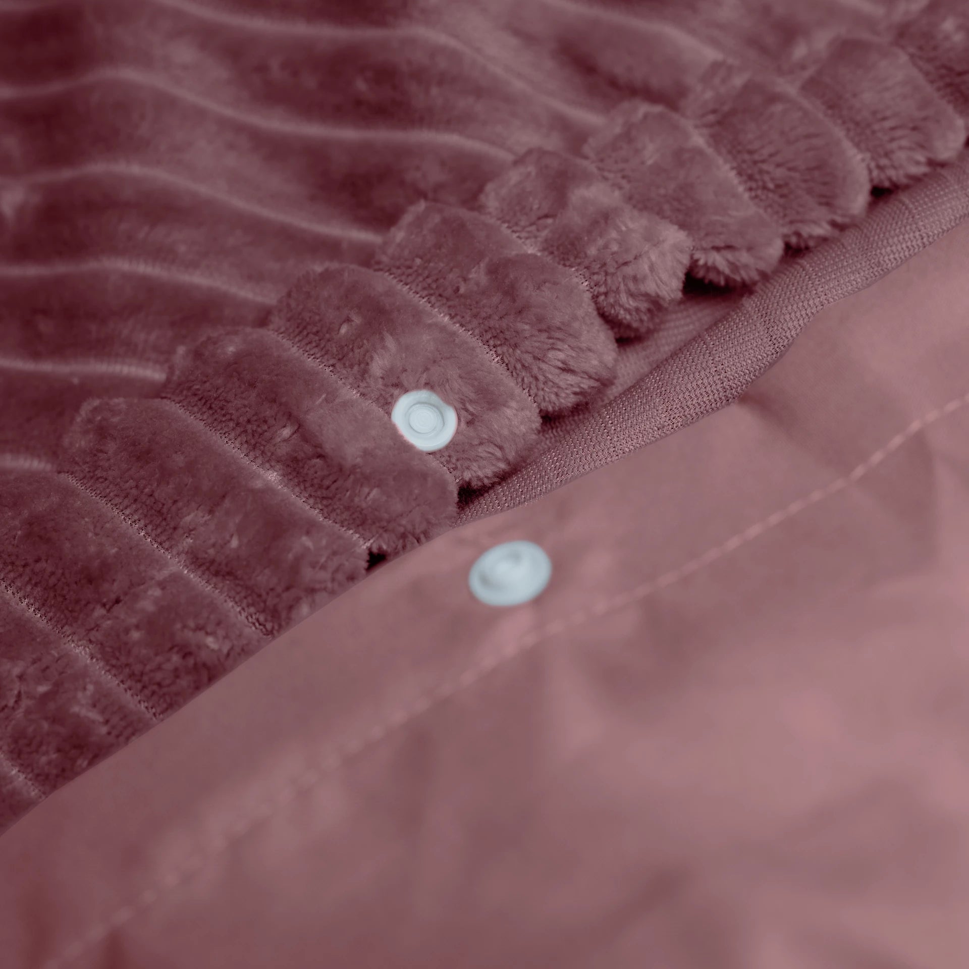 Teddy dekbedovertrek Rib fleece  - oudroze - onderkant microvezel