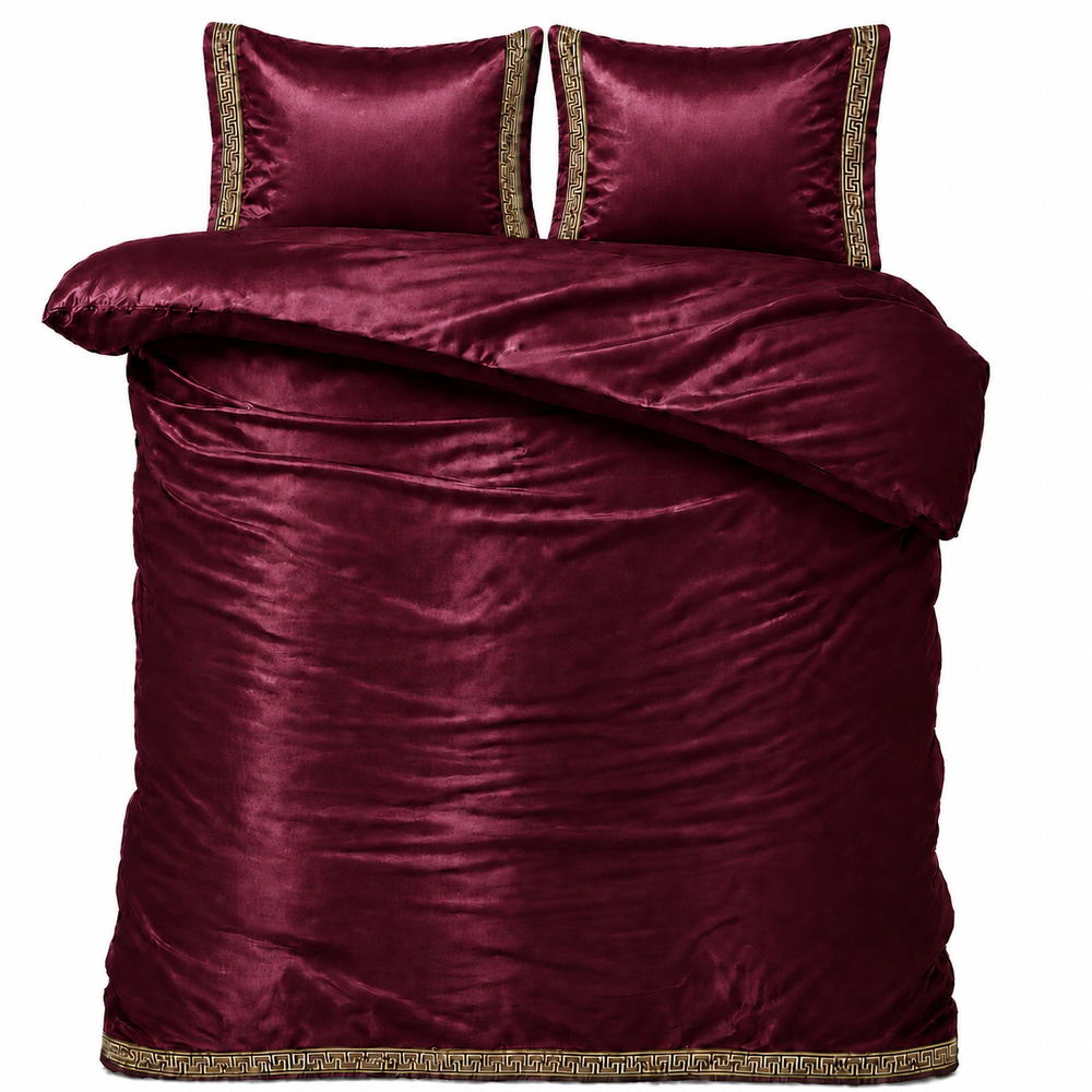 Glans satijn dekbedovertrek Lace - Burgundy