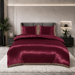 Glans satijn dekbedovertrek Lace - Burgundy