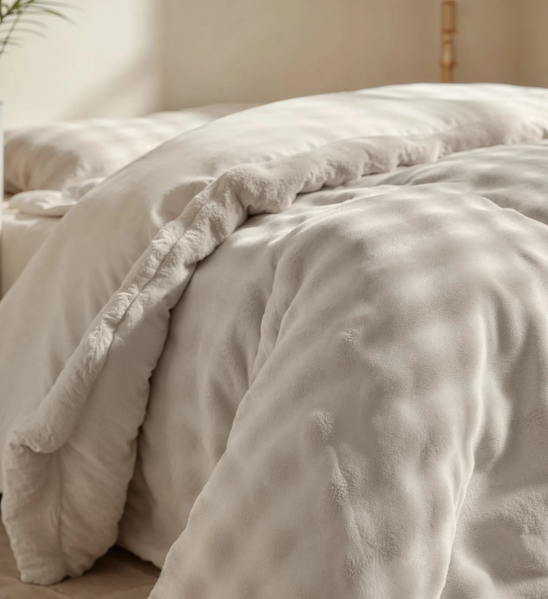 Fleece dekbedovertrek Pom Pom - Off-white