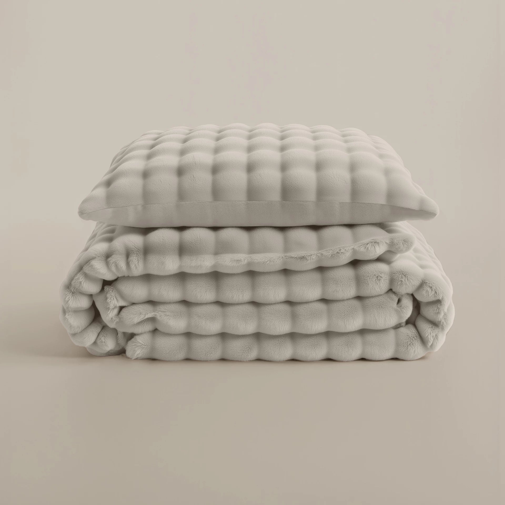 Fleece dekbedovertrek Pom Pom - Off-white