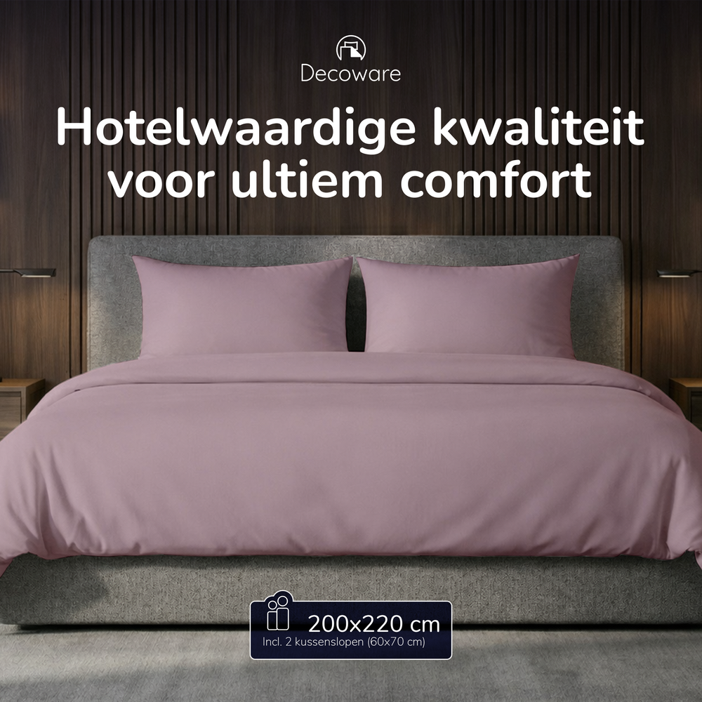 Decoware dekbedovertrek uni - roze - katoensatijn