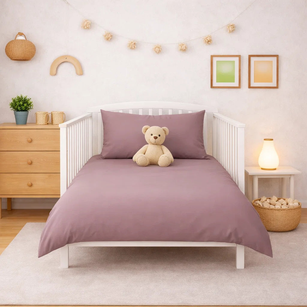 Decoware baby dekbedovertrek uni - Katoen - Roze - 100x135 + 40x60 cm