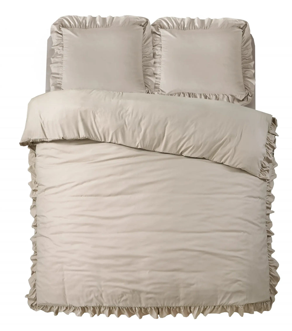 Sleeptime dekbedovertrek Ruffles - Taupe - Microvezel