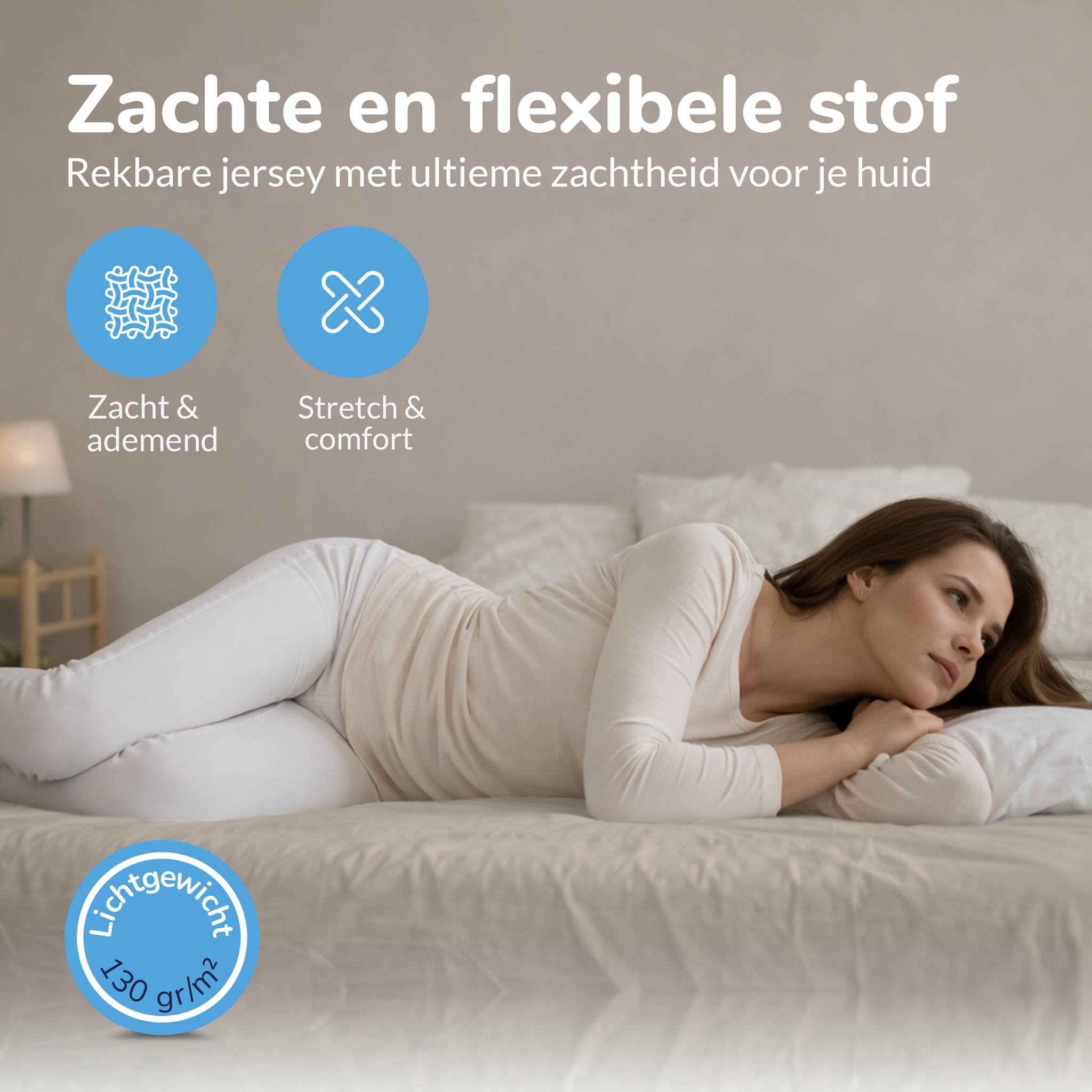 Decoware hoeslaken - jersey - lichtzand