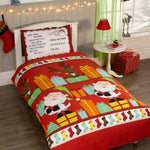 Kerst peuter dekbedovertrek Santa's list - blended katoen - 120x150 + 40x60 cm