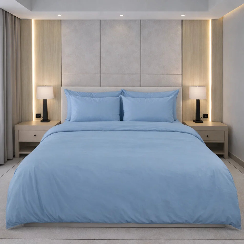 Decoware dekbedovertrek uni - ijsblauw- katoensatijn