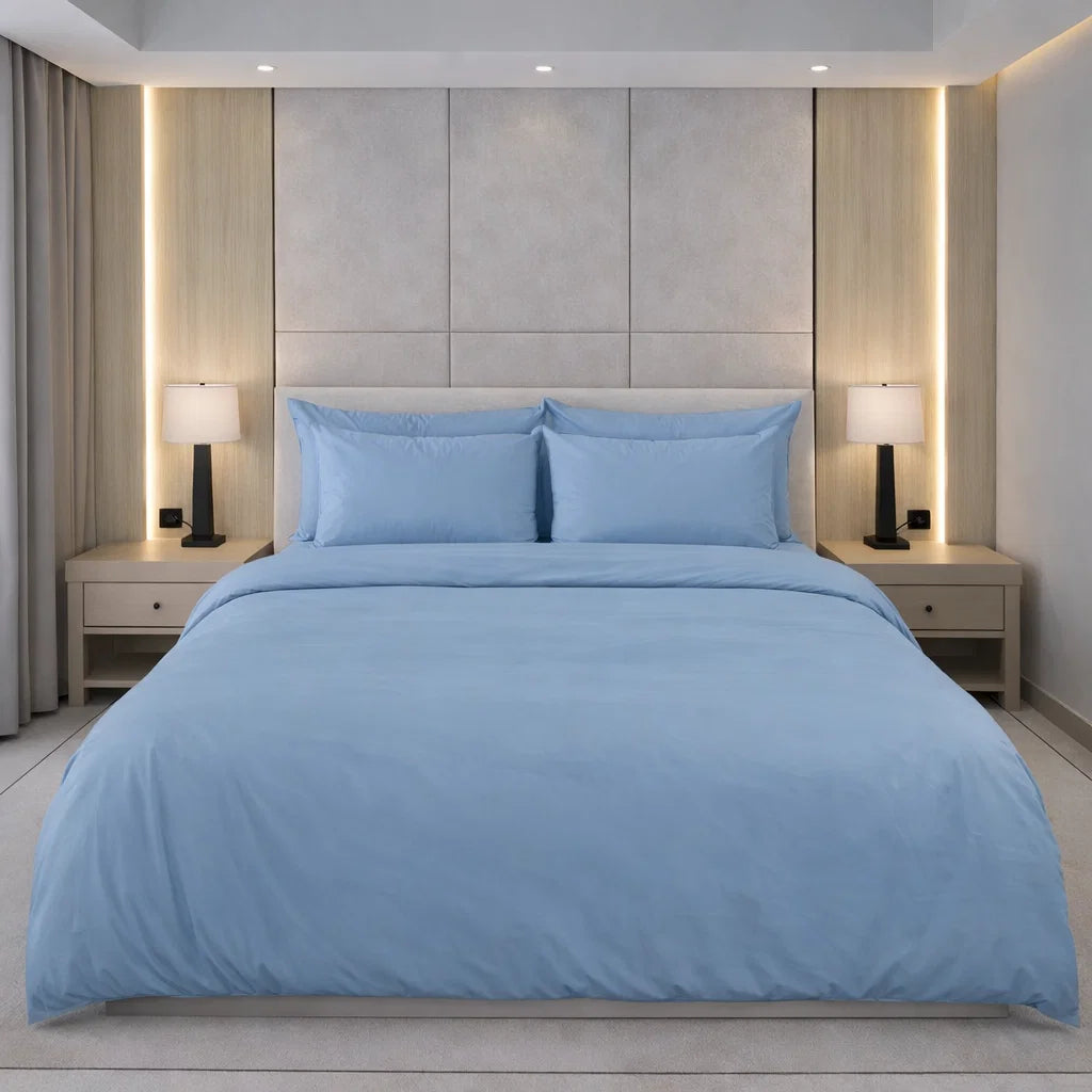 Decoware dekbedovertrek uni - ijsblauw- katoensatijn