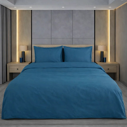 Decoware dekbedovertrek uni - blauw - katoensatijn
