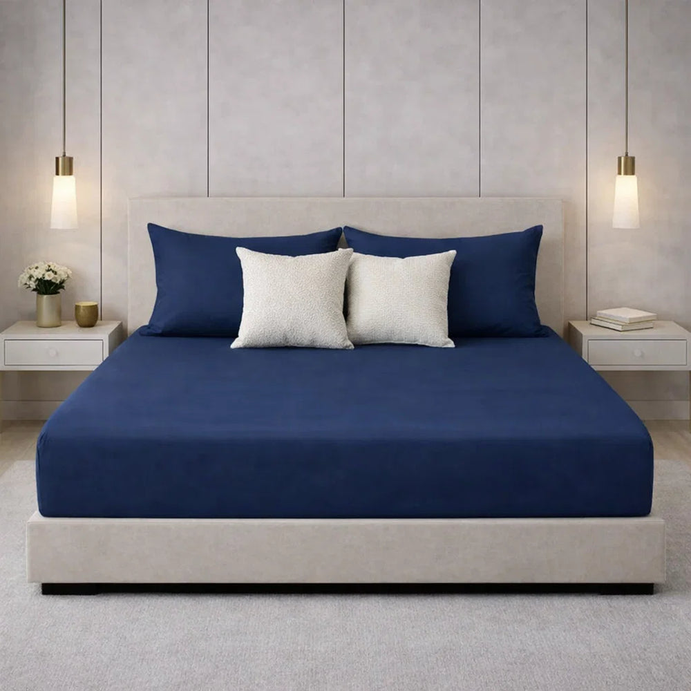 Decoware hoeslaken - Jersey - Denim Blauw