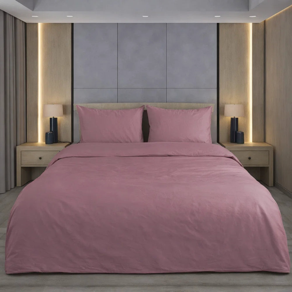 Decoware dekbedovertrek uni - roze - katoensatijn