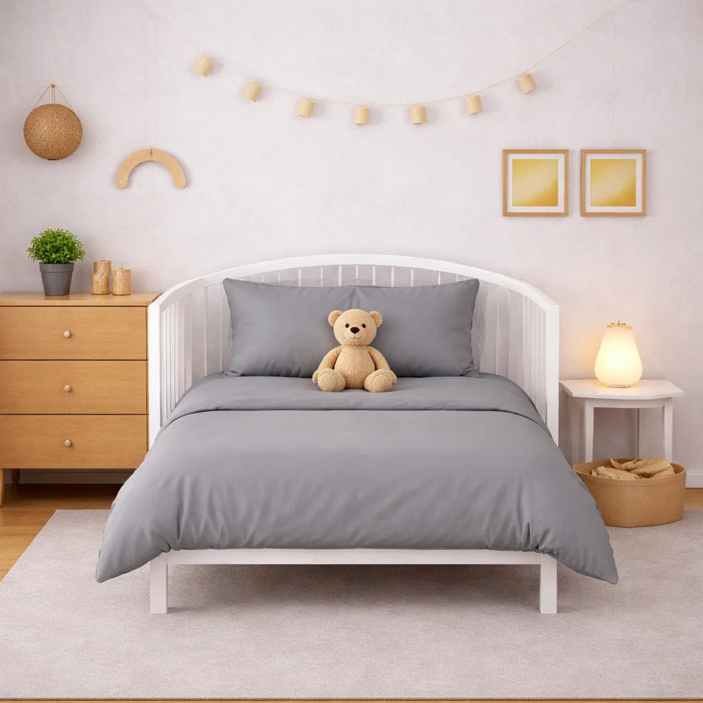 Decoware baby dekbedovertrek uni - Katoen - Grijs - 100x135 + 40x60 cm