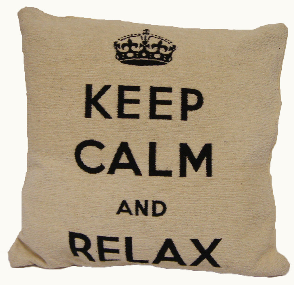 Keep calm and relax sierkussenhoes 45x45 cm - naturel