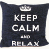 Keep calm and relax sierkussenhoes 45x45 cm - navy