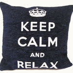 Keep calm and relax sierkussenhoes 45x45 cm - navy