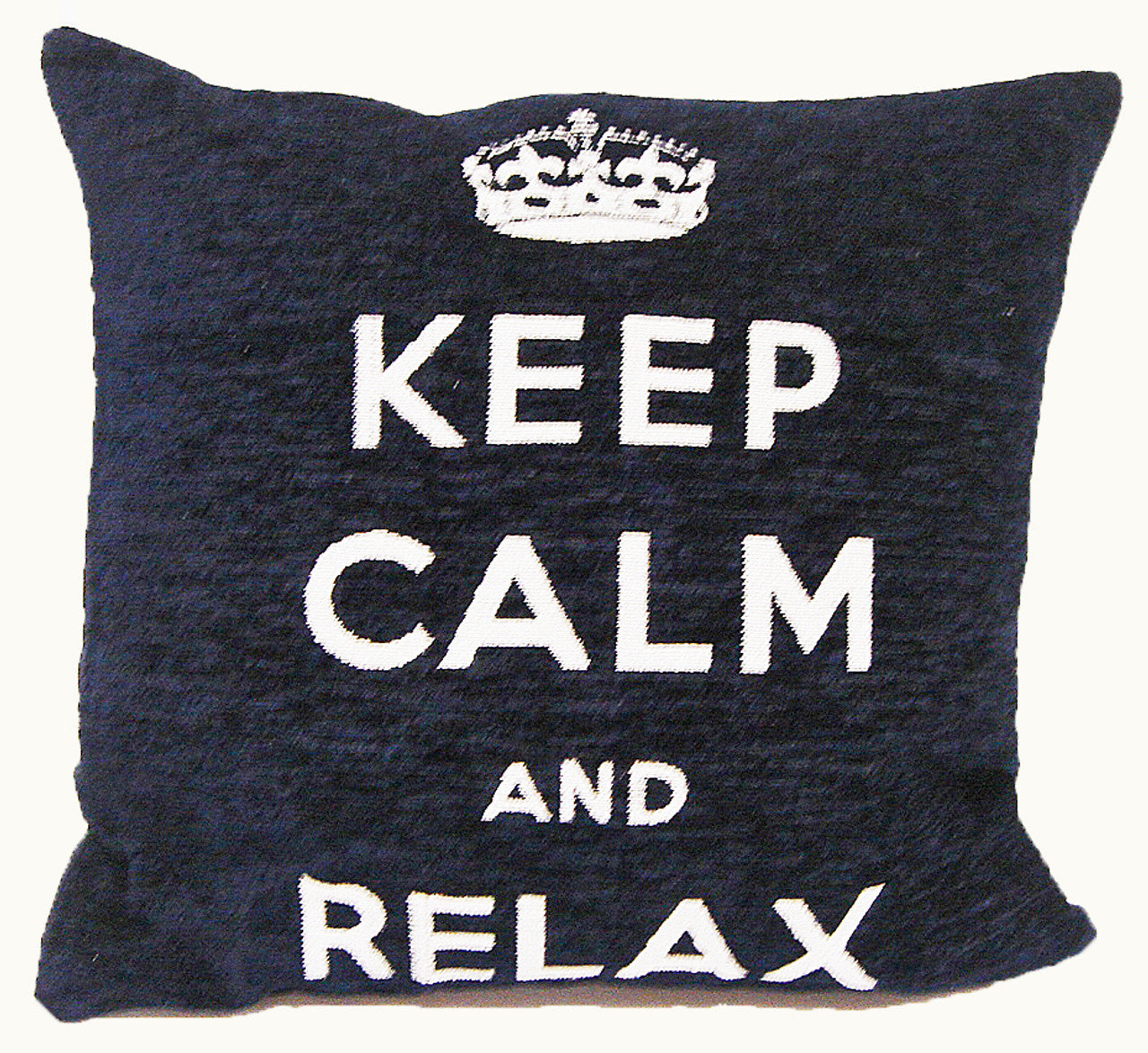 Keep calm and relax sierkussenhoes 45x45 cm - navy